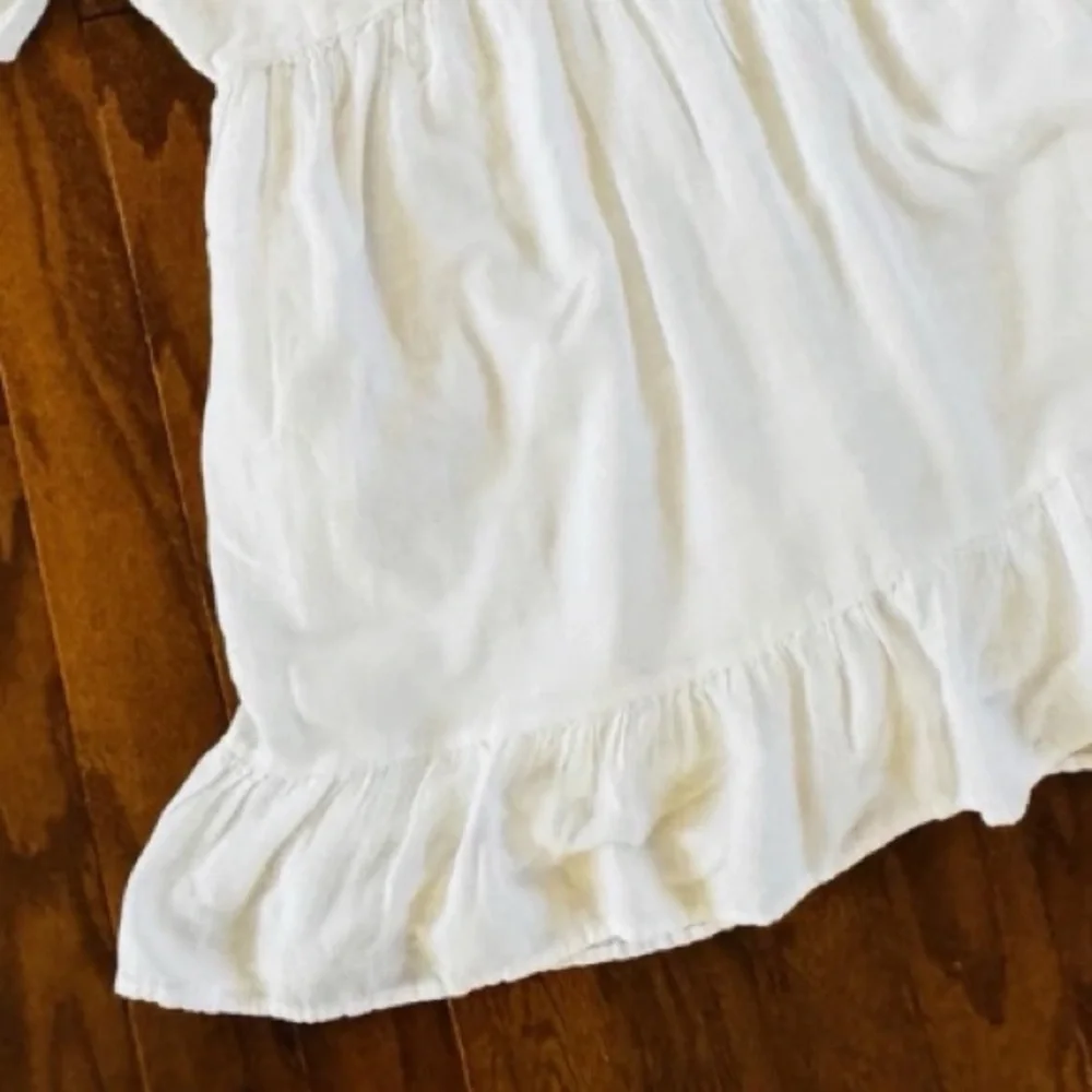 Lucky Brand White Boho Embroidered Babydoll Dress Ruffle Hem Women’s M - Picture 11 of 11